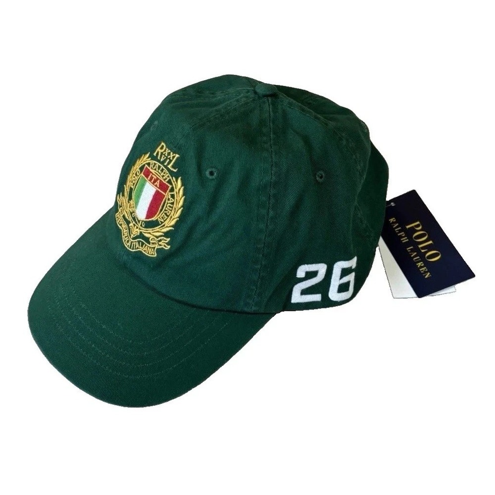 Polo Ralph Lauren Italy Crest 2026 Soccer Football Green Strapback Cap Hat NWT - Picture 2 of 6